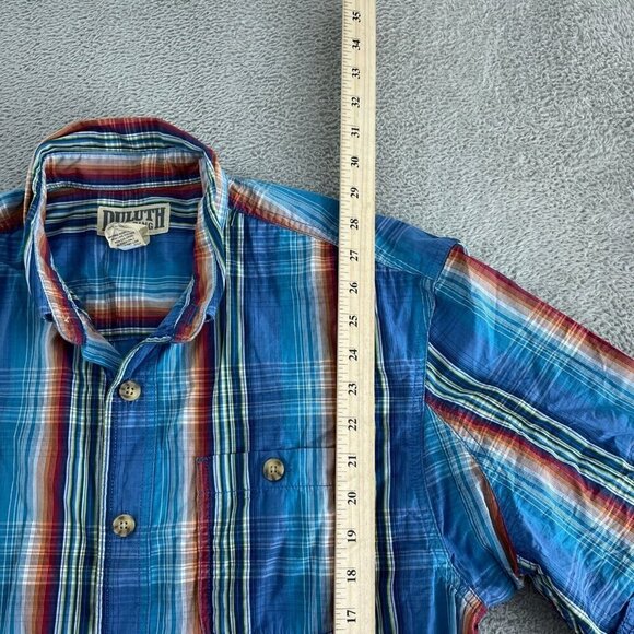Duluth Trading Co Mens Blue Plaid Short Button-Up Shirt M 100% Cotton 3927 - Picture 4 of 7
